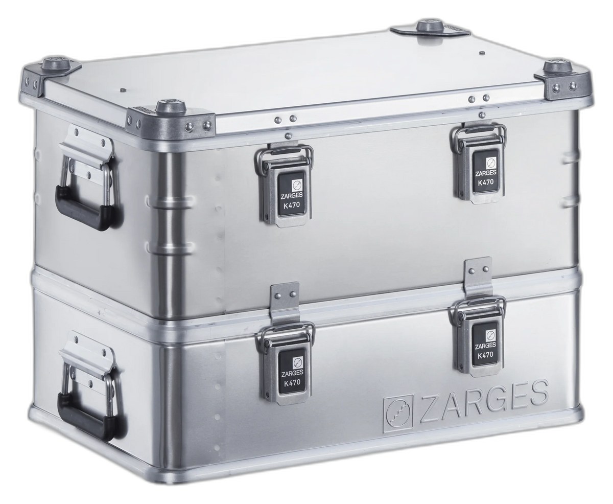 ZARGES K470-Plus Hood Case (units 40500 & 40501), closed, hood latched onto its base tray