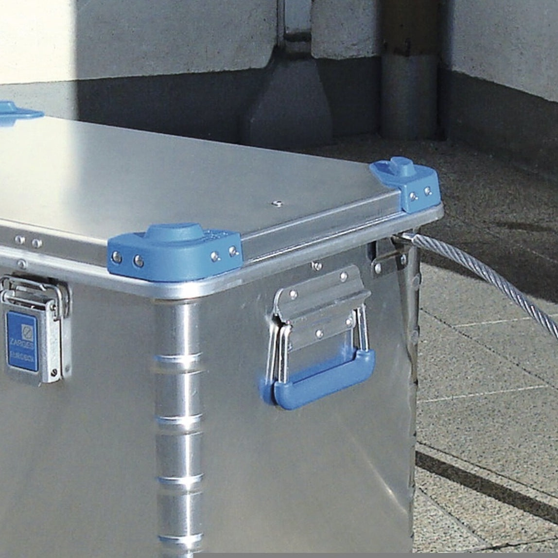 ZARGES anchoring cable lock securing a case