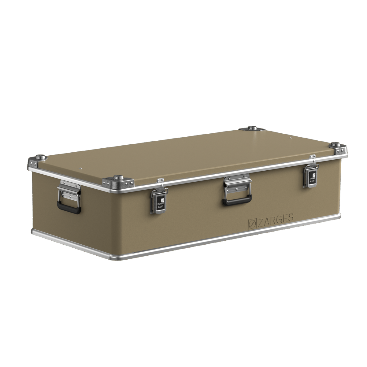 ZARGES Color Wrap K470-31011136 Beige on a closed long, low case, front three-quarter view
