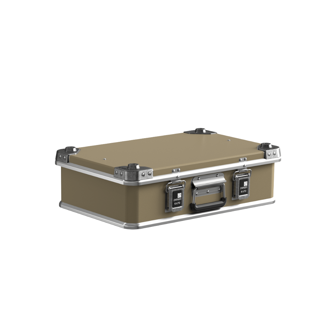 ZARGES Color Wrap K470-40810 Beige on a flat K470 case, closed, front three-quarter view
