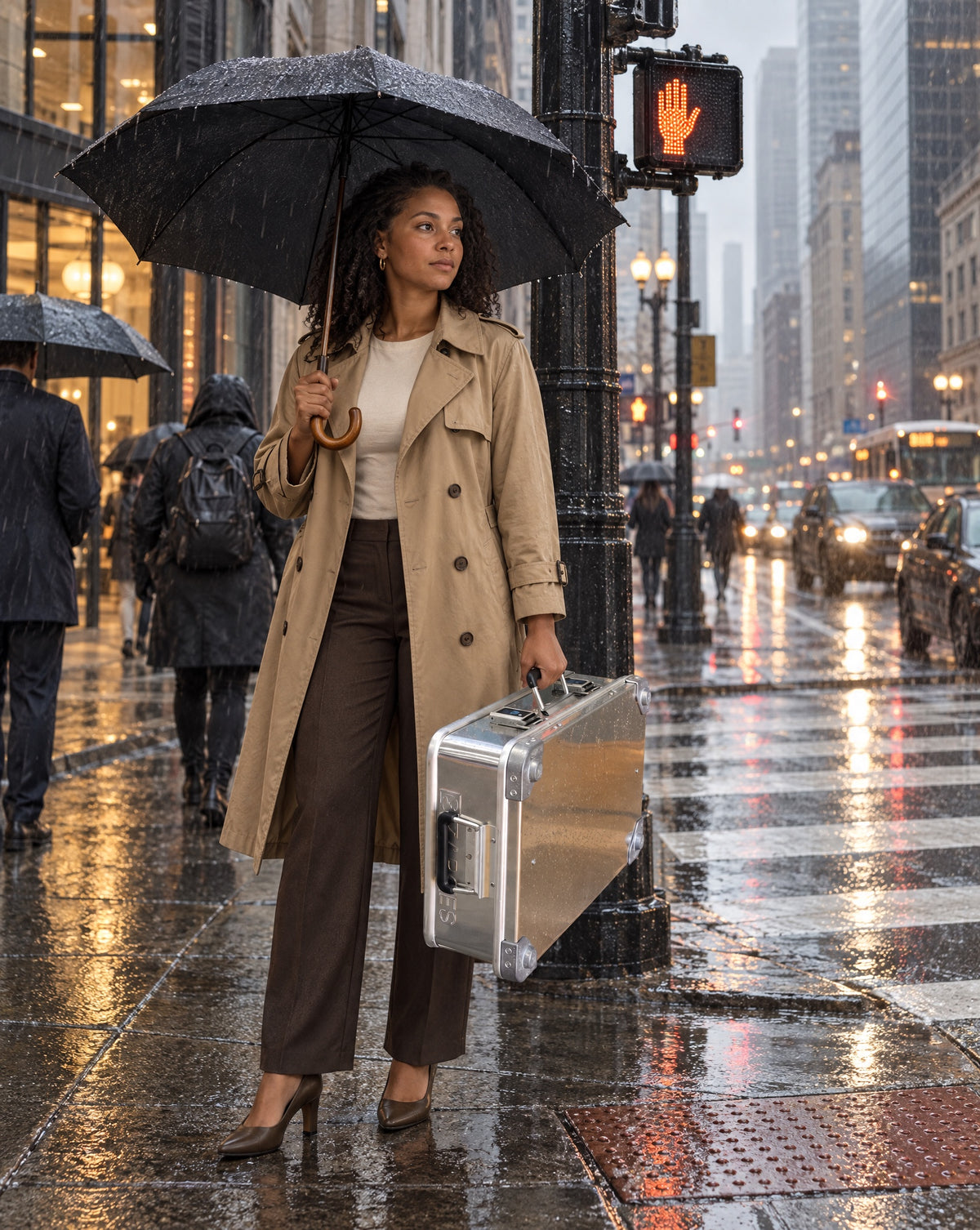 ZARGES CURATOR card collector case in use: out in the rain
