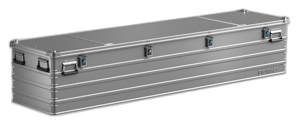ZARGES K470-31004150 long aluminum case, closed, with four latches and handles at each end