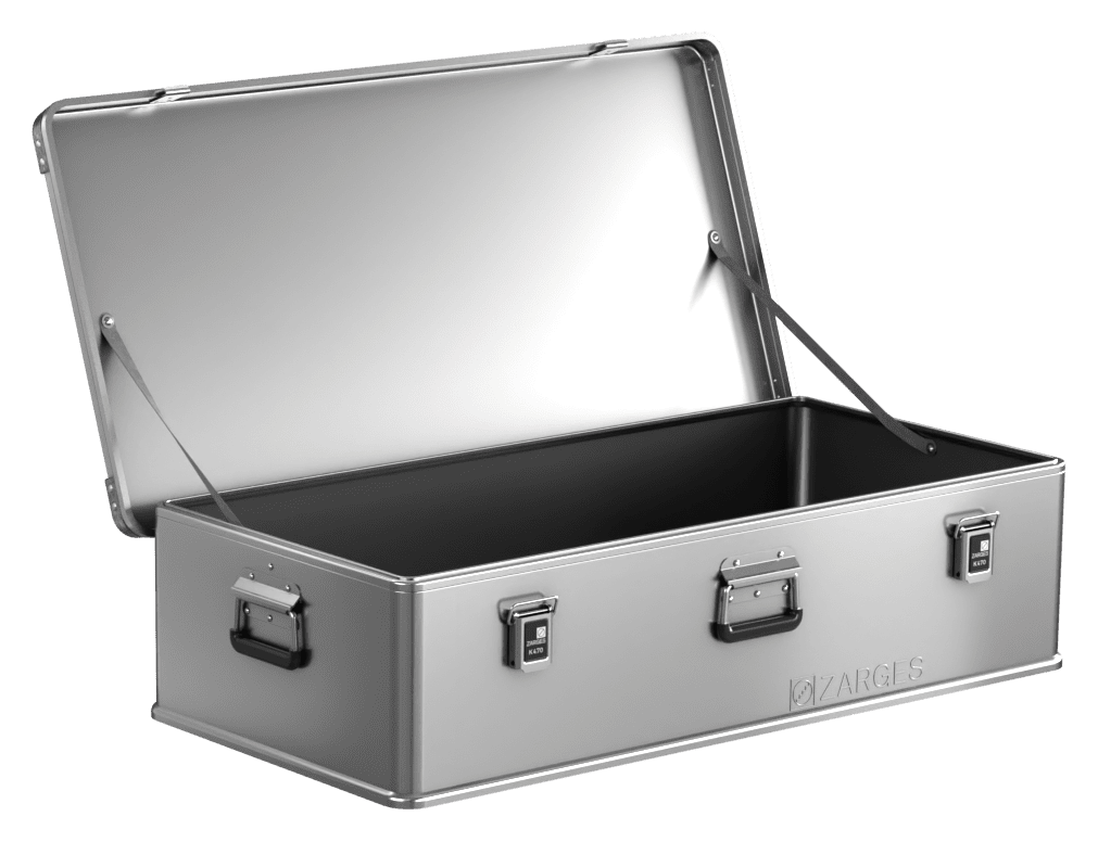 ZARGES K470-31011136 case with lid open, empty interior and lid stays