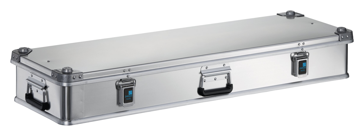 ZARGES K470-40847 long aluminum case, closed, with three latches and a center handle