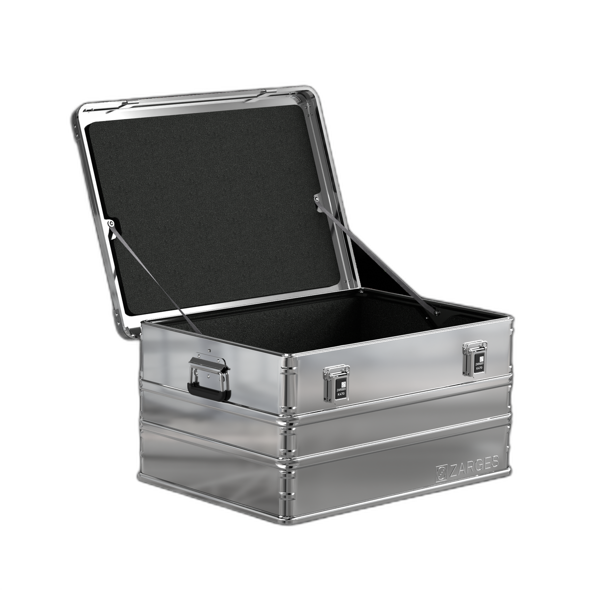 ZARGES K470 Liner - 40565 fitted in an open K470 case, foam-lined lid and walls