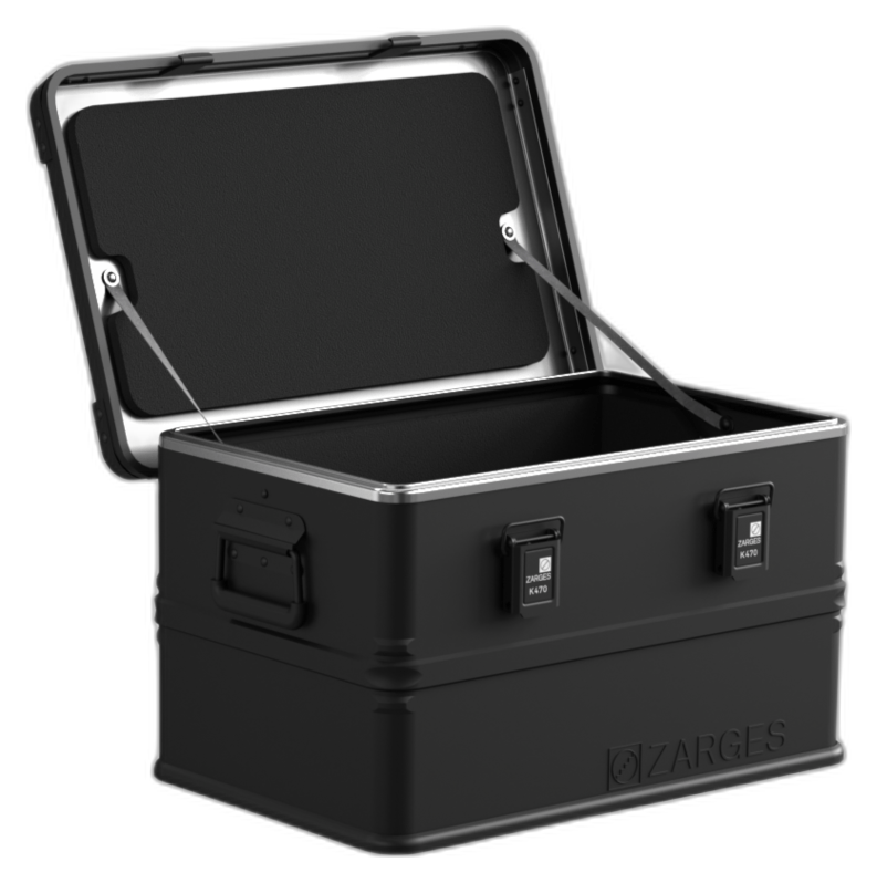 ZARGES K470-Matte Black-31013205 aluminum case with factory-installed foam liner