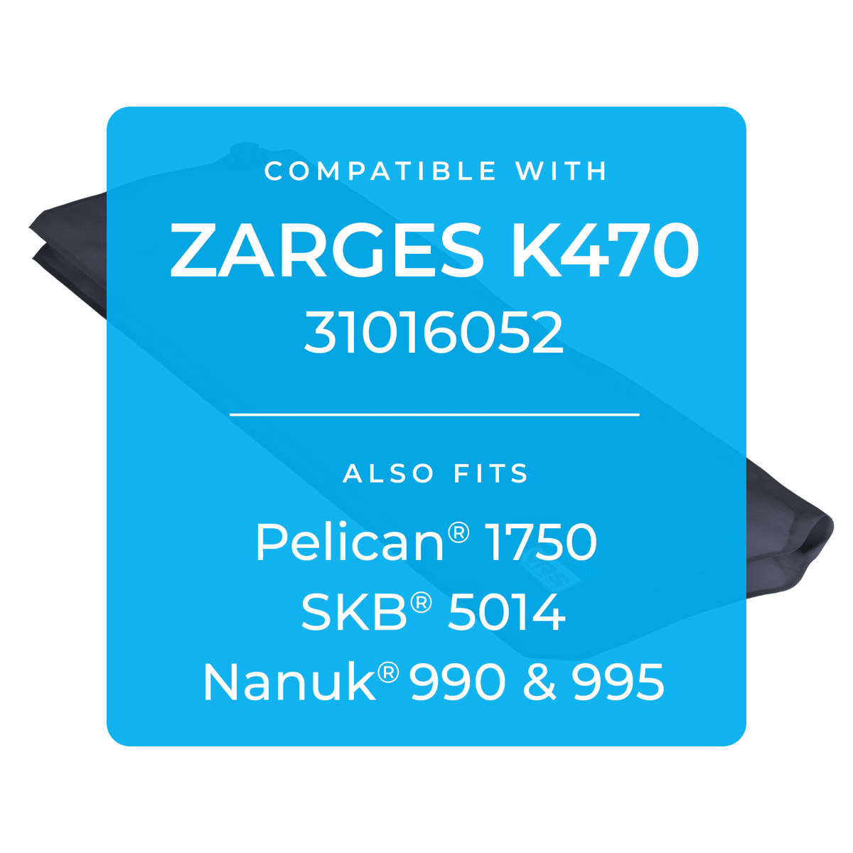 ZARGES KOR Double Panel fits 31016052; label also lists Pelican 1750, SKB 5014 and Nanuk 990 & 995