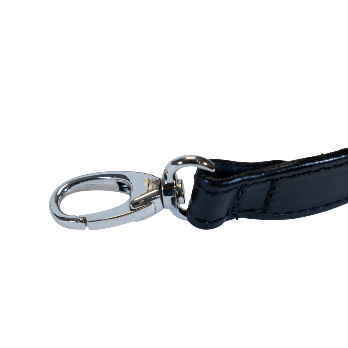 ZARGES Leather Shoulder Strap close-up of the polished silver swivel snap hook