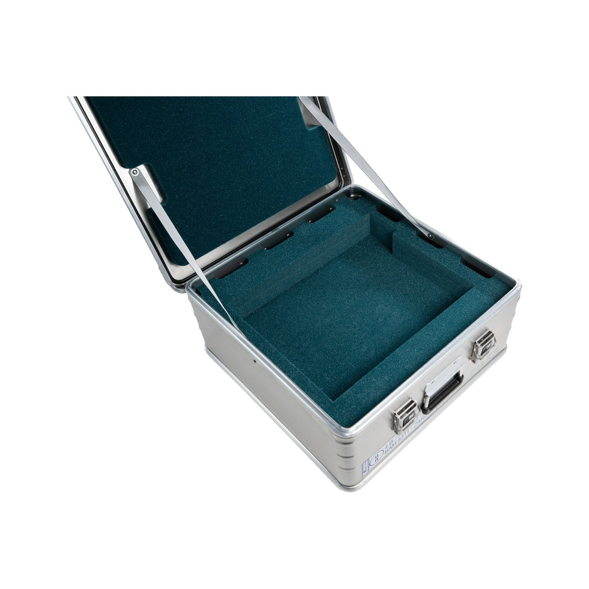 ZARGES Lift Foil F-Series 1 Battery Case from above, open to the teal foam battery cradle