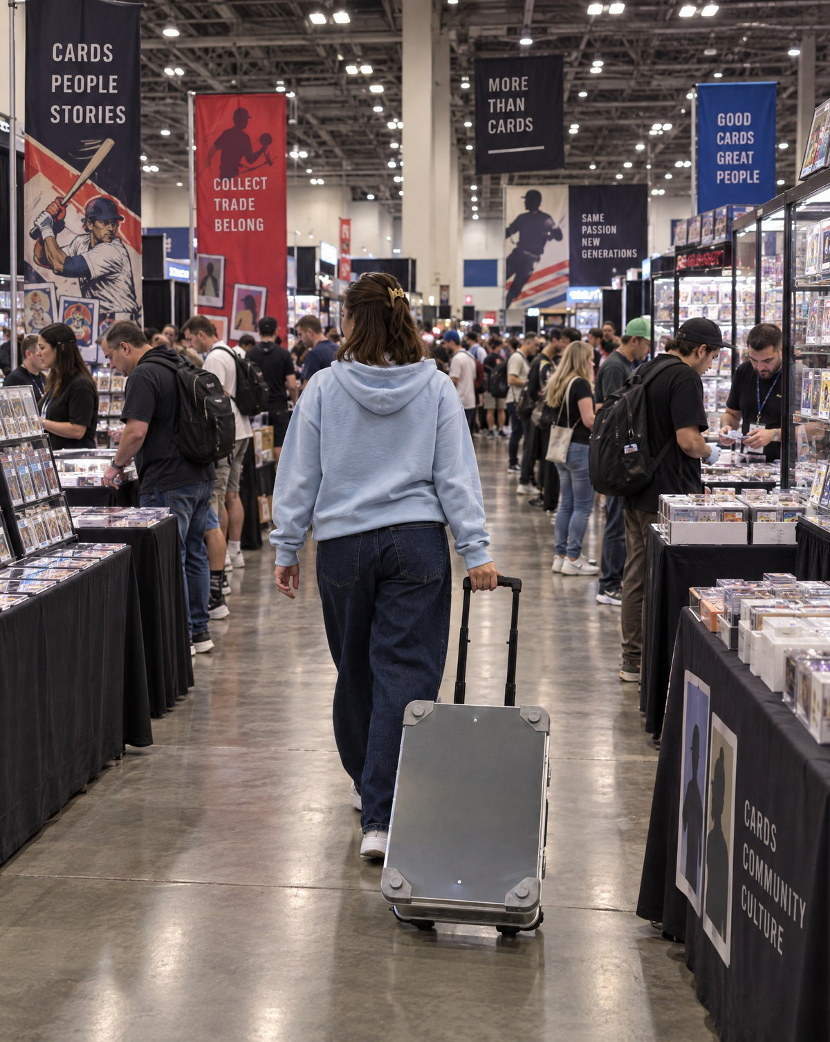 ZARGES VOYAGER card collector case in use: at a trade show