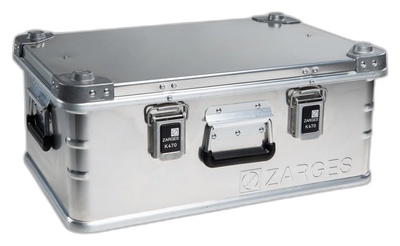 ZARGES PistolPak Case, closed, front view with two latches and a center carry handle