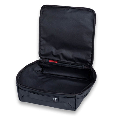 Step 22 Quoll Cube HD Large packing cube unzipped and open, showing the empty black interior