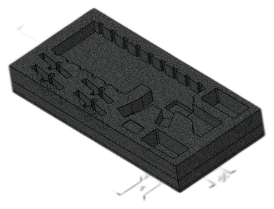 ZARGES AR Case foam insert alone, black foam with cutouts for rifle, magazines and accessories
