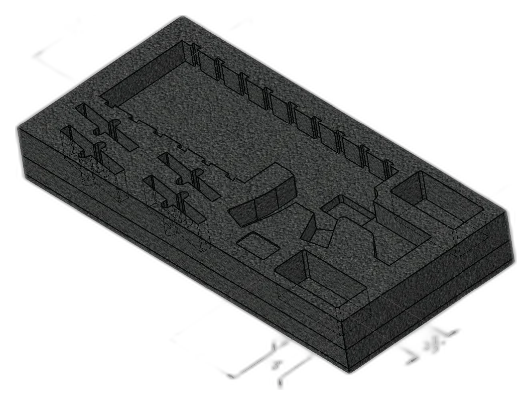 ZARGES AR Case foam insert alone, black foam with cutouts for rifle, magazines and accessories