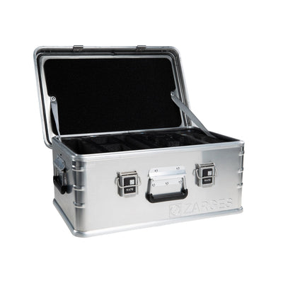 ZARGES Chameleon Case open on its lid stays, empty foam modules set in the base