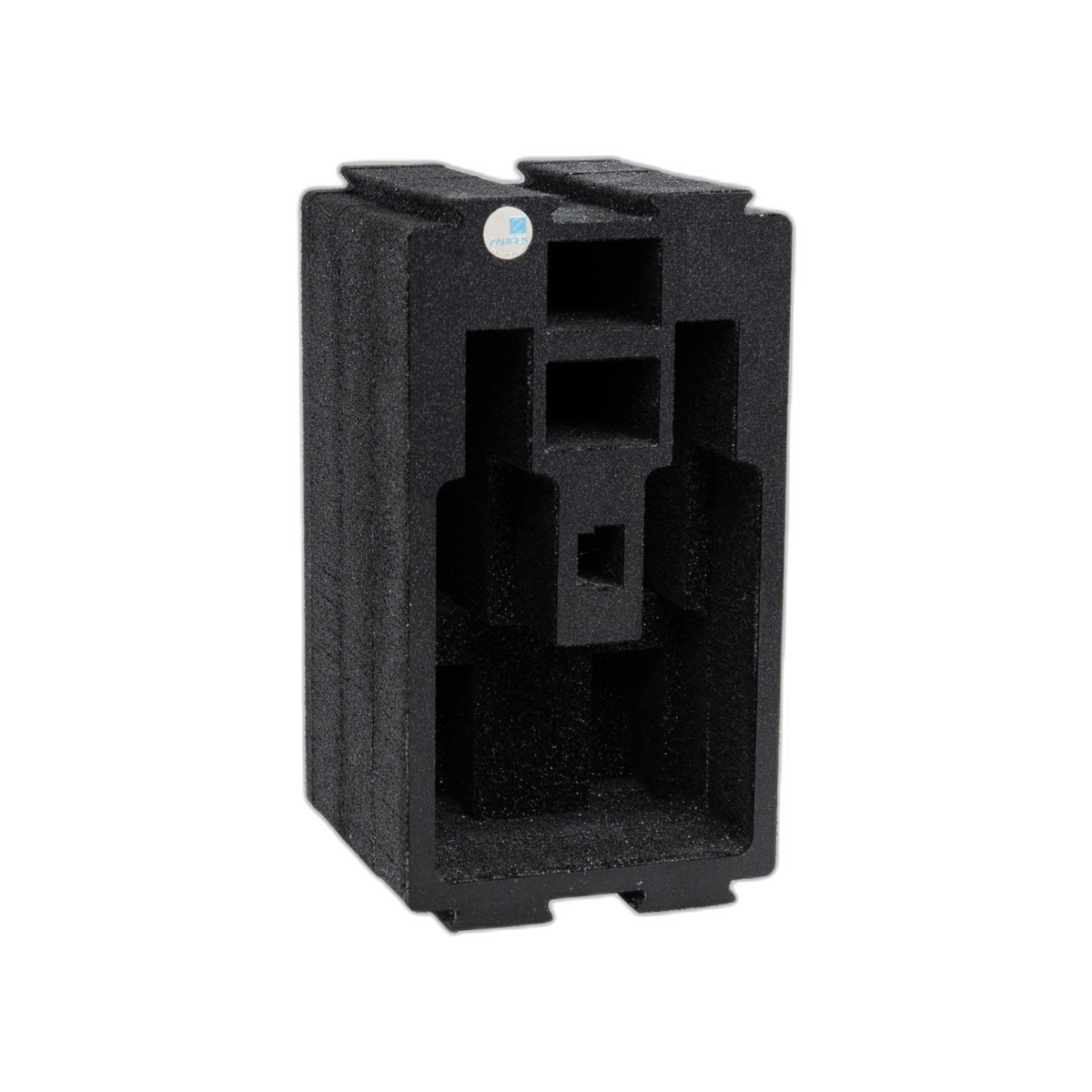ZARGES Chameleon Module - Double Pistol, empty black foam block standing upright, front view of cutouts