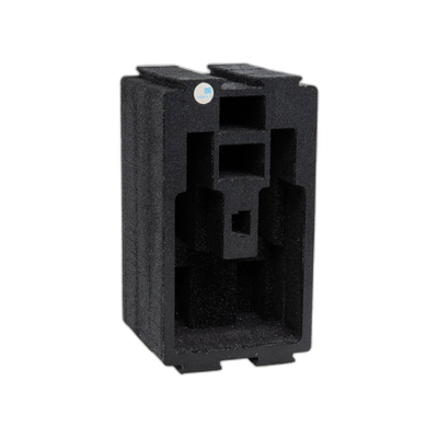ZARGES Chameleon Module - Double Pistol, empty black foam block standing upright, front view of cutouts