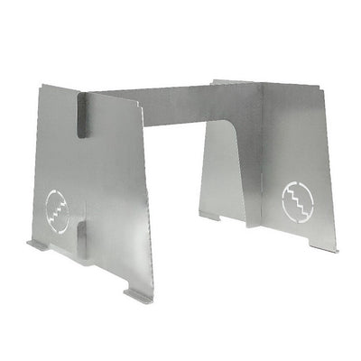 ZARGES Collapsible Case Stand assembled on its own, front three-quarter view of the slotted panels