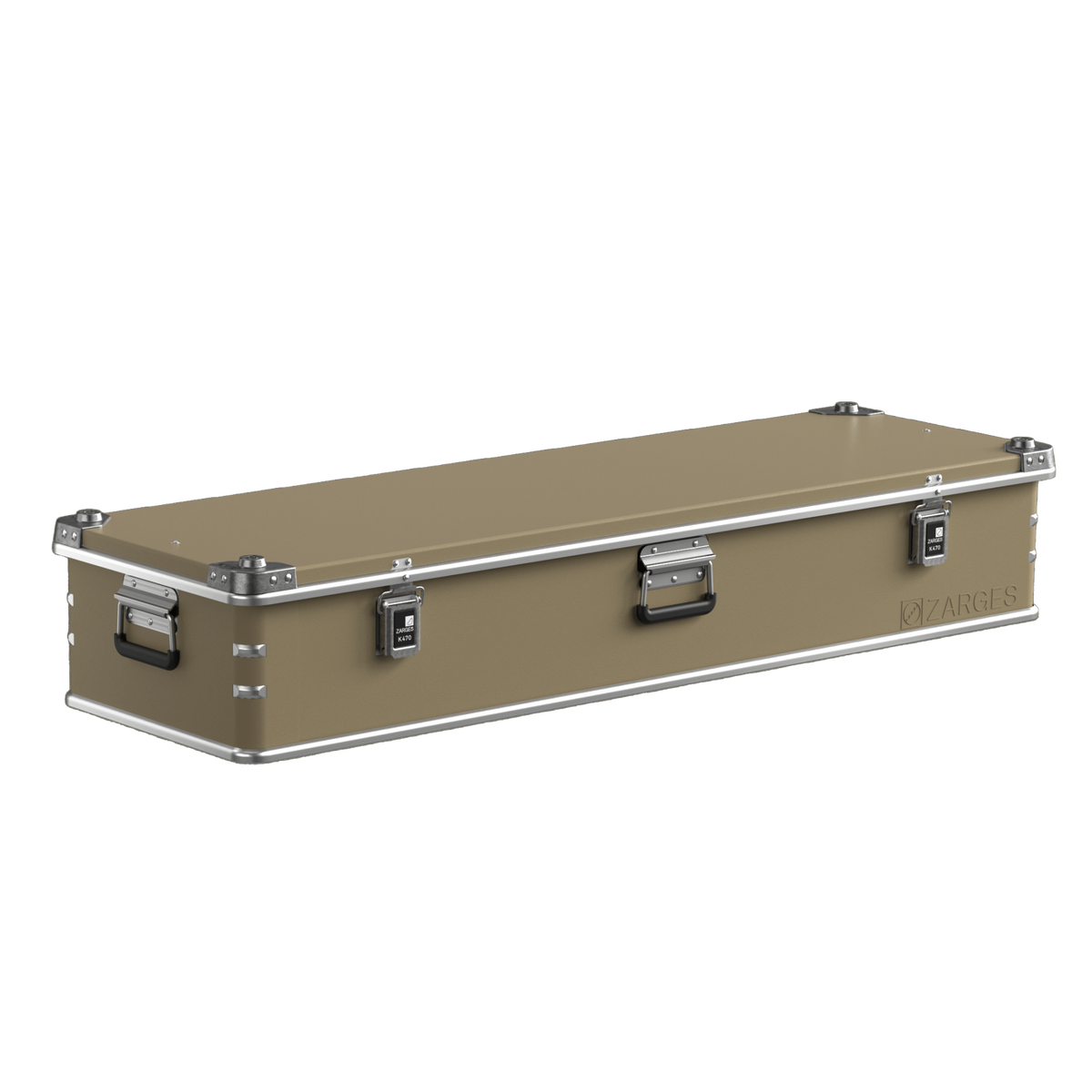 ZARGES Color Wrap K470-40848 Beige on a closed long, low case, three-quarter view