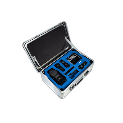 ZARGES Drone Case-DJI Mavic 3/Pro open with drone, controller and batteries set in blue foam