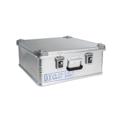 ZARGES GetFOIL F-Series 1 Battery Case, closed, front view with printed marking label