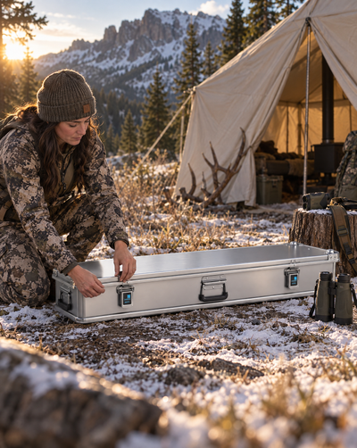 ZARGES K470 31016052 case at an elk hunting camp