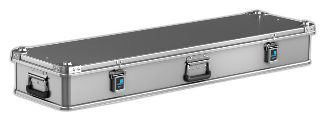 ZARGES K470-31016052 long aluminum case, closed, with center handle and two latches