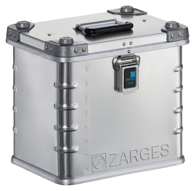 ZARGES K470-40677 compact aluminum case, closed, with top carry handle and a single front latch