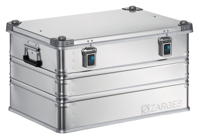 ZARGES K470-40841 aluminum case, closed, front view with two latches and side handle