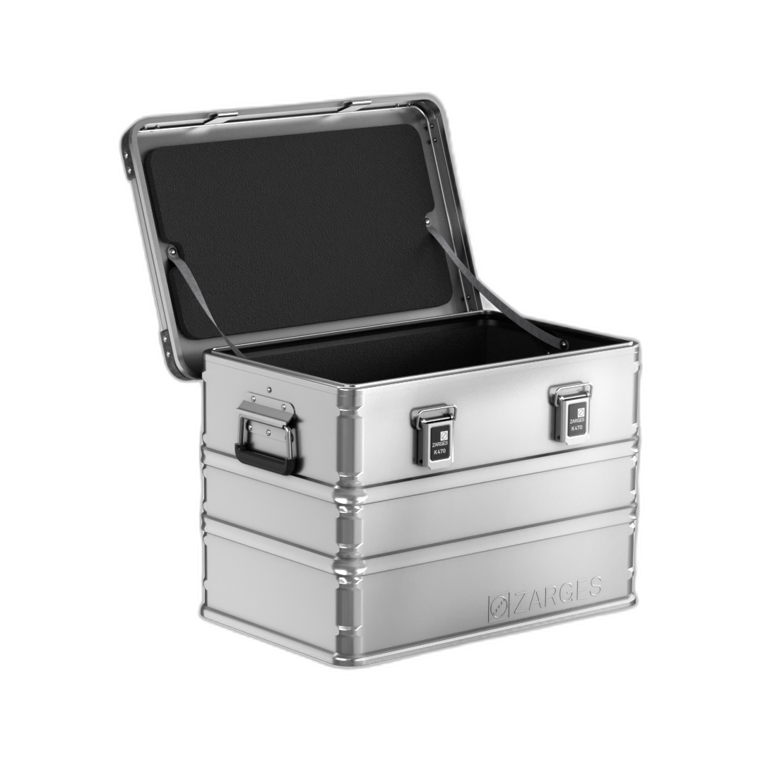 ZARGES K470 Liner - 40564 fitted in an open K470 case, black lining on the lid and interior walls