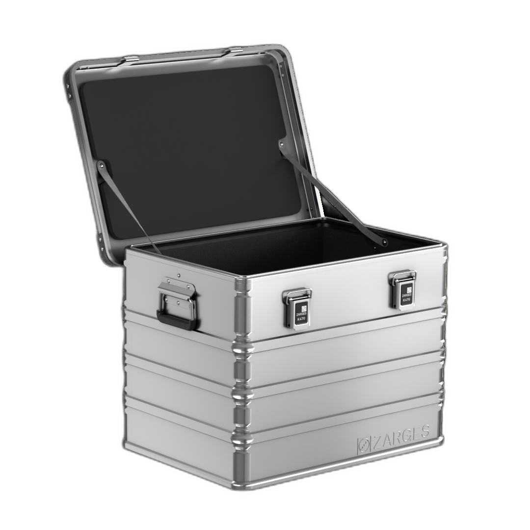 ZARGES K470 Liner - 40837 fitted in an open tall K470 case, foam-lined lid and interior