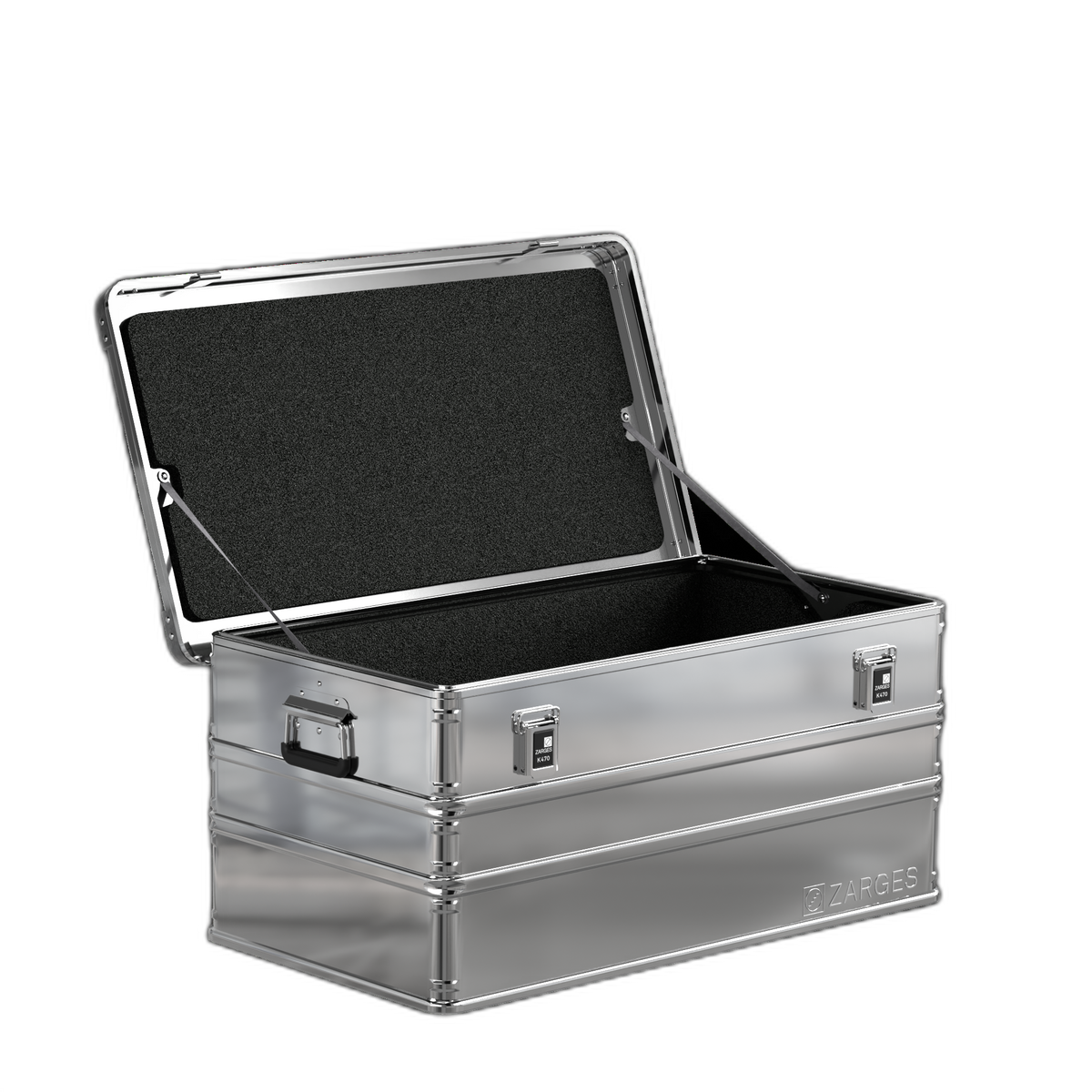 ZARGES K470 Liner - 40845 fitted in an open K470 case, black foam lining base and lid