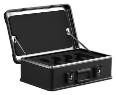 ZARGES K470-Matte Black-31013203 open with black foam cutouts in the base and foam-lined lid