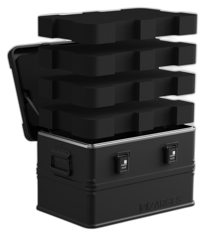 ZARGES K470-Matte Black-31013205 aluminum case with foam fill