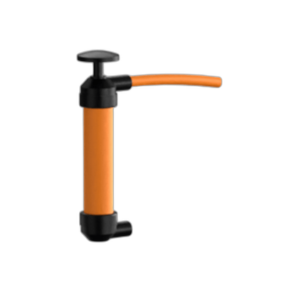 ZARGES KOR Pump, orange hand pump with black handle and hose