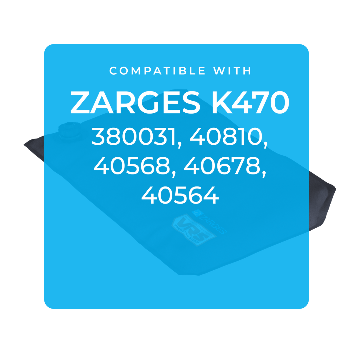 Graphic listing ZARGES K470 cases compatible with the KOR Single Panel: 380031, 40810, 40568, 40678, 40564
