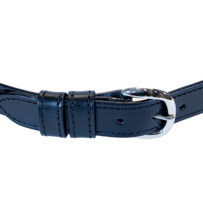 ZARGES Leather Shoulder Strap close-up of the silver buckle and stitched leather keepers