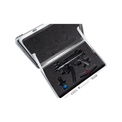 ZARGES MP5K Case open from above, MP5K, magazine and accessory seated in cut foam