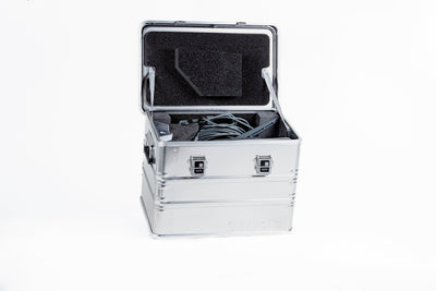 ZARGES Starlink Small Shuttle Case with lid open, packed Starlink kit in black foam